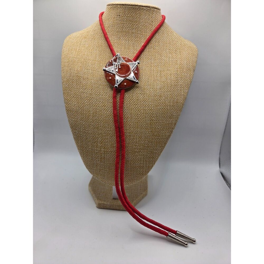 1783.  Red Sheriff's Badge Bolo Tie